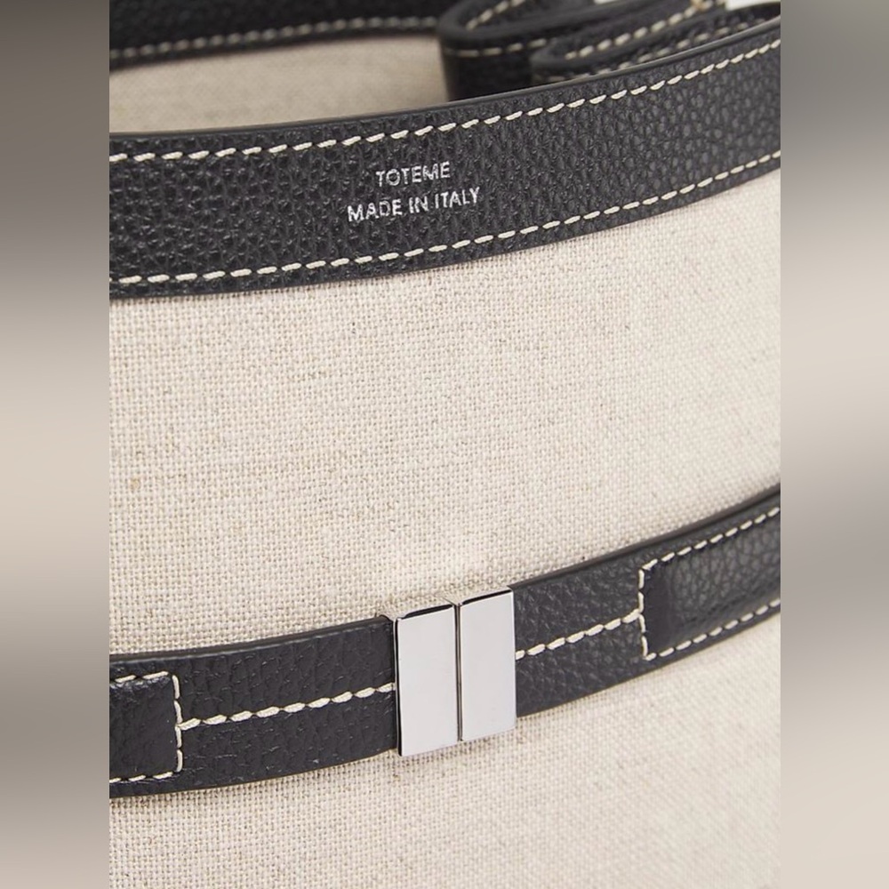 Toteme Belted Backed Bag, Canvas Black Leather - Picture 7 of 17